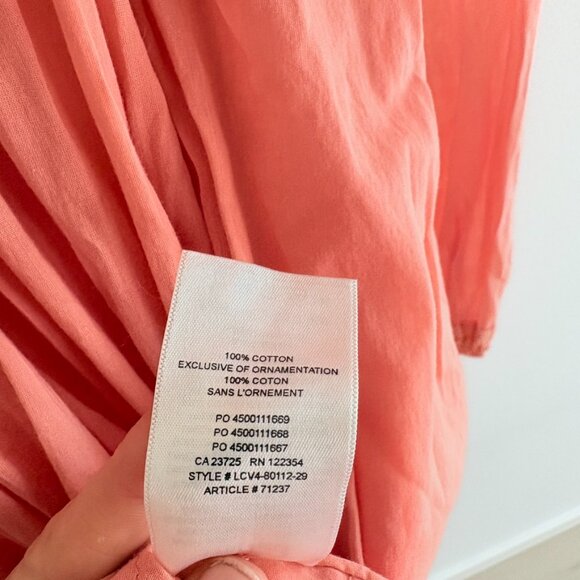 Aritzia Wilfred La Boheme Ruffle Elia Mini Dress Long Sleeve Peach Orange Sz XS - Picture 8 of 8